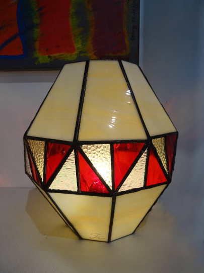 Lampe en vitrail "Tiffany" rouge