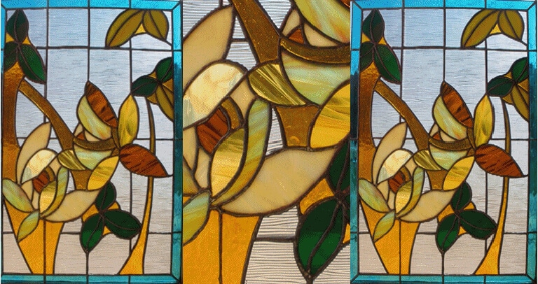 Tableau lumineux floral en vitrail tiffany - Sud Vitrail Mosaïque