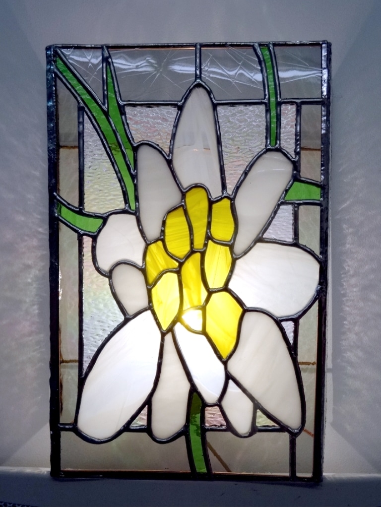 Applique florale en vitrail "Tiffany" - Sud Vitrail Mosaïque