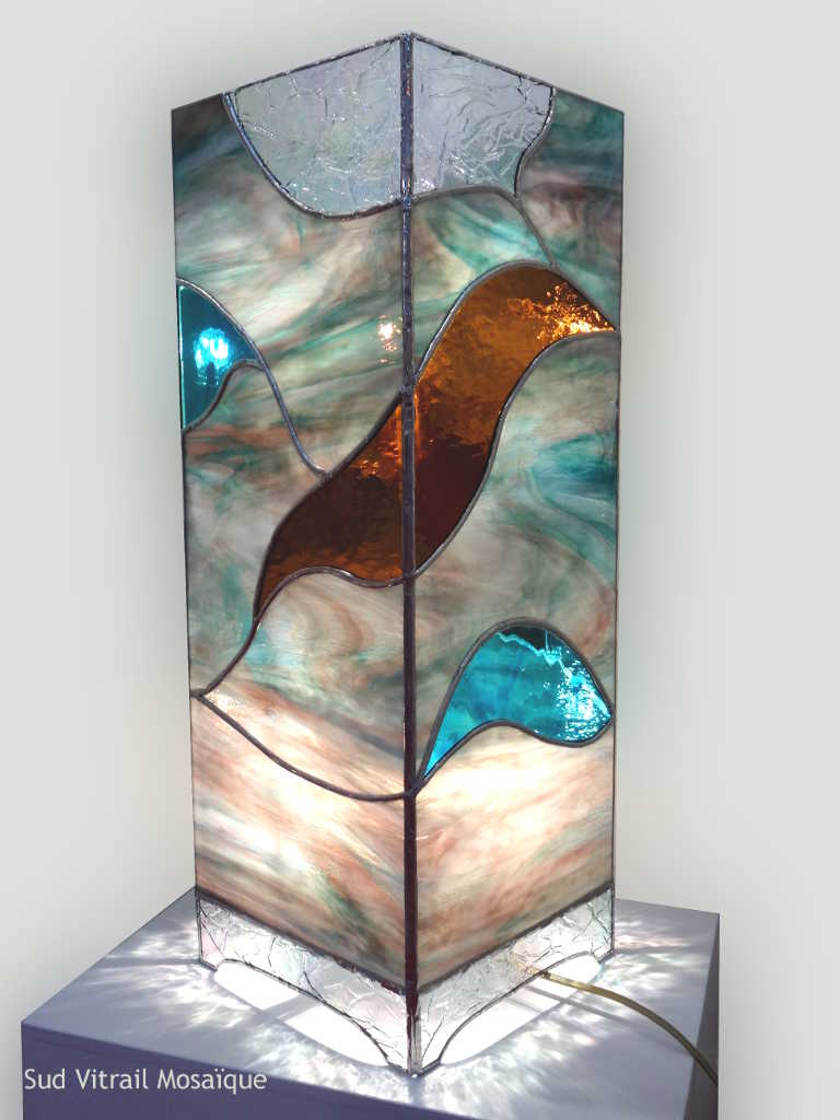 Lampe colonne en Vitrail Tiffany - Sud Vitrail Mosaiqu