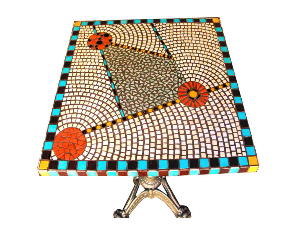 Table bistrot Art déco en mosaique - Sud Vitrail Mosaique