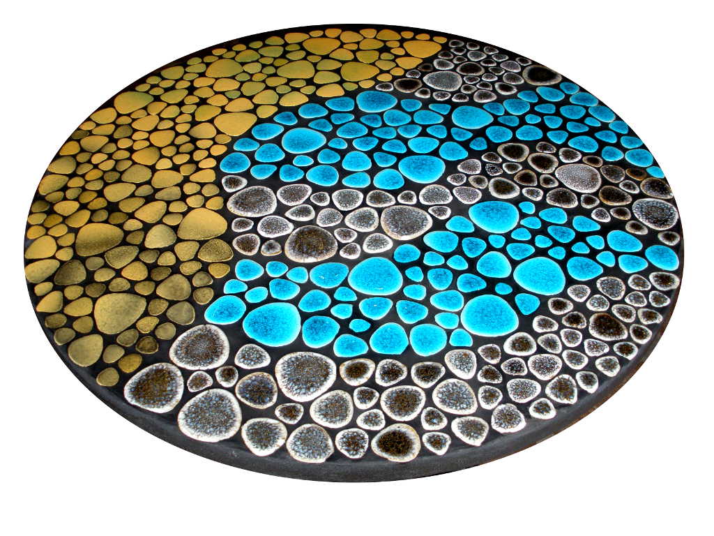 Table bistrot Caraïbe - Détail plateau mosaique - Sud Vitrail Mosaique