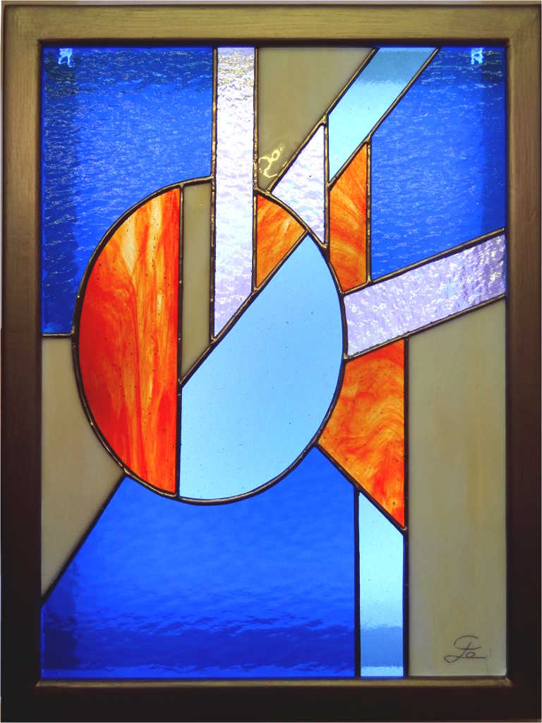 Tableau lumineux en Vitrail Tiffany - Contemporain - Sud Vitrail Mosaïque
