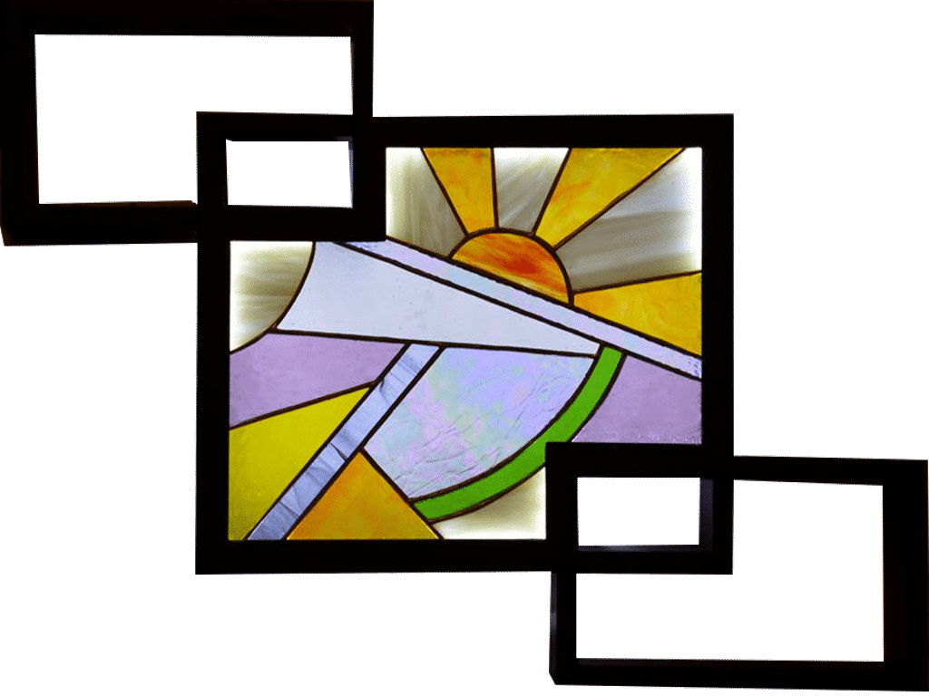 Tableau lumineux en Vitrail Tiffany - Soleil couchant - Sud Vitrail Mosaique