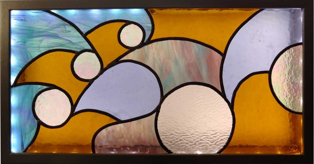 Tableau lumineux en Vitrail Tiffany - Tempête - Sud Vitrail Mosaiqu