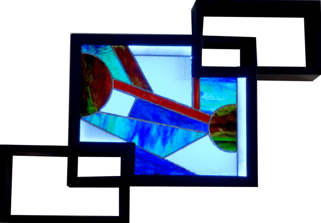 Tableau lumineux étagère en vitrail de style contemporain - Sud Vitrail Mosaïque