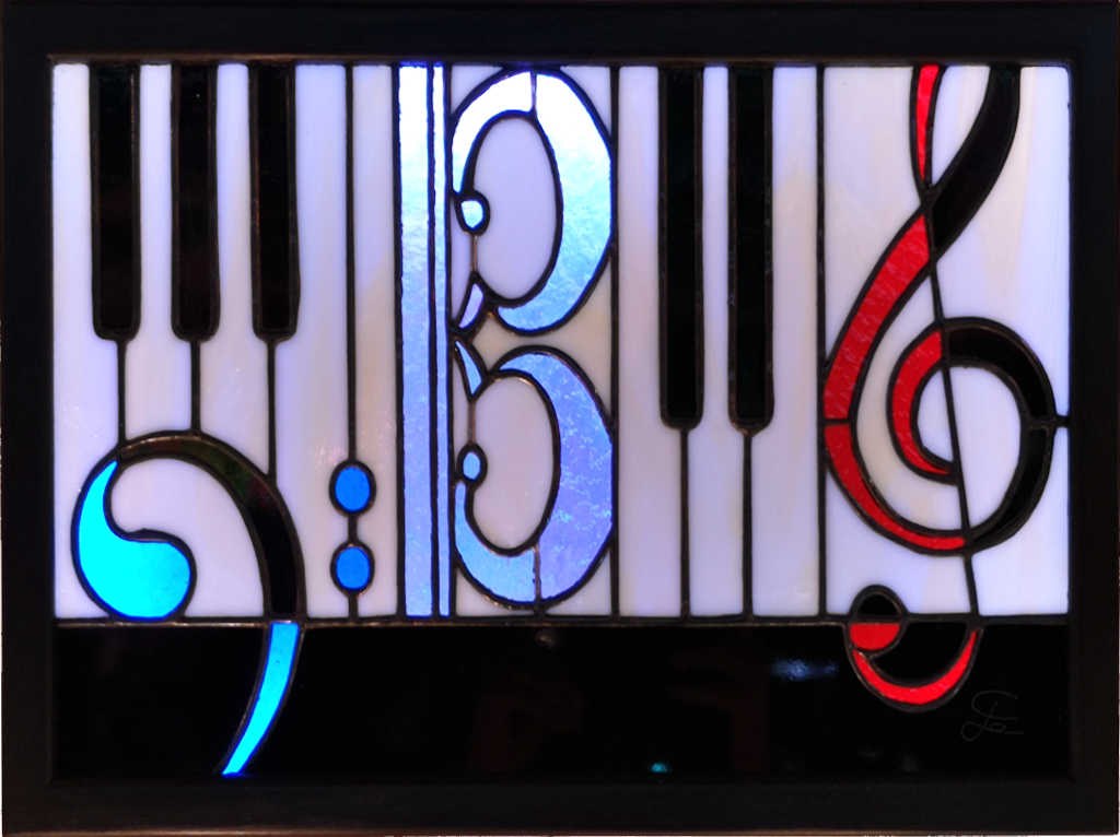 Tableau lumineux en VitrailTiffany - FaSolUt -Sud Vitrail Mosaique