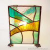 Lampe en vitrail tiffany Art Déco - vert-ambre-beige - Sud Vitrail Mosaique