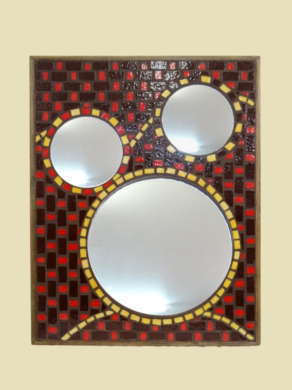 Dos du miroir Hibou en mosaique réalisé en émaux de Briare - Sud Vitrail Mosaïque