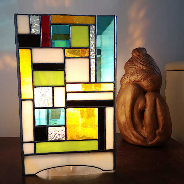 Lampe de table en Vitrail Tiffany multicolore - Sudvitrailmosaique
