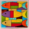 Tableau lumineux en Vitrail Tiffany - Poissons multicolore - Sud Vitrail Mosaique