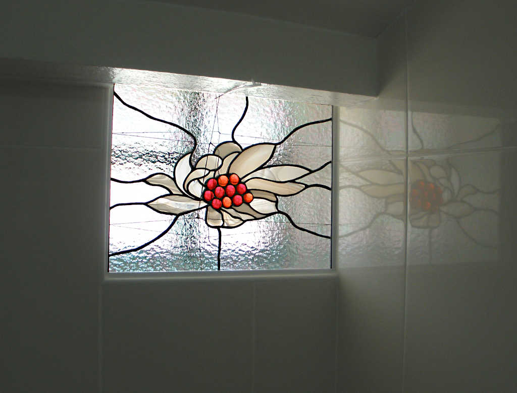Vitrail Tiffany-Imposte Floral-Sudvitrailmosaique