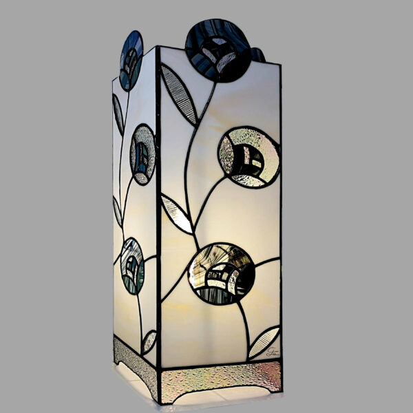 Lampe colonne Art Déco en Vitrail Tiffany Black and White