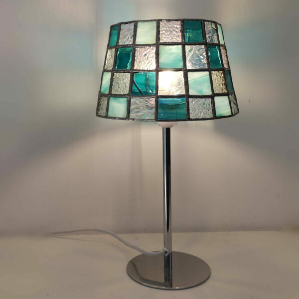 Lampe ronde en Vitrail Tiffany Vert Jade - Sud Vitrail Mosaique