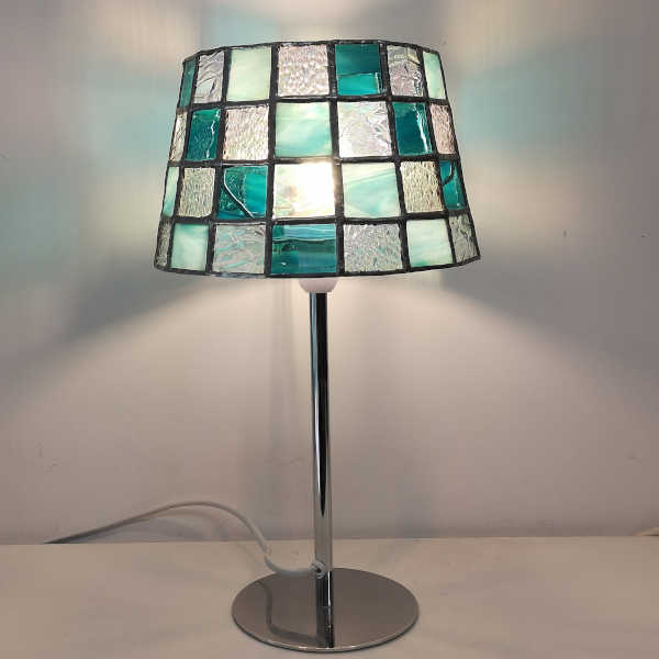 Lampe ronde Vitrail Tiffany Vert Jade - Sud vitrail Mosaique